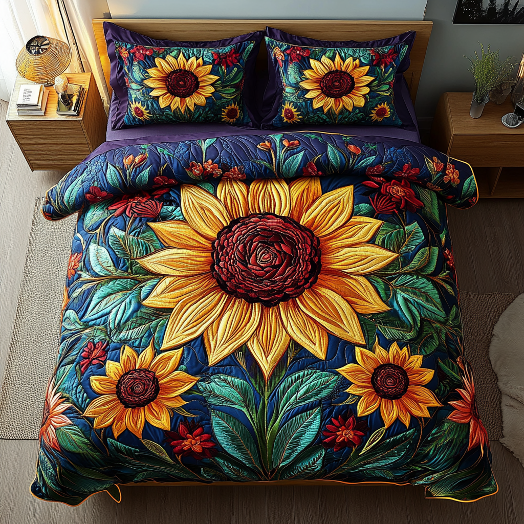 Bright Petals 3-Piece Quilted Bedding Set NCU0DK3532