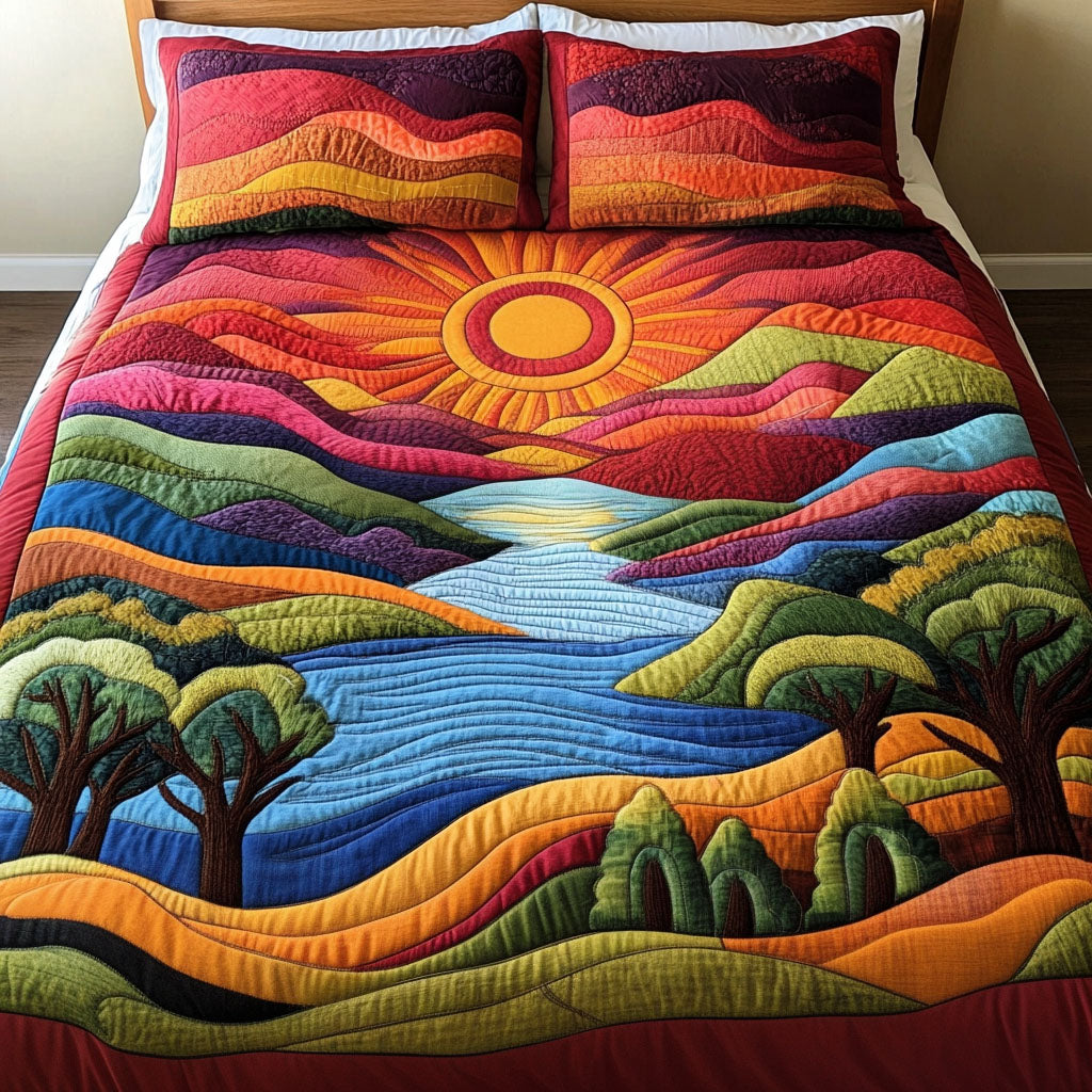 Bright Valley Bliss 3-Piece Quilted Bedding Set NCU0NT2801