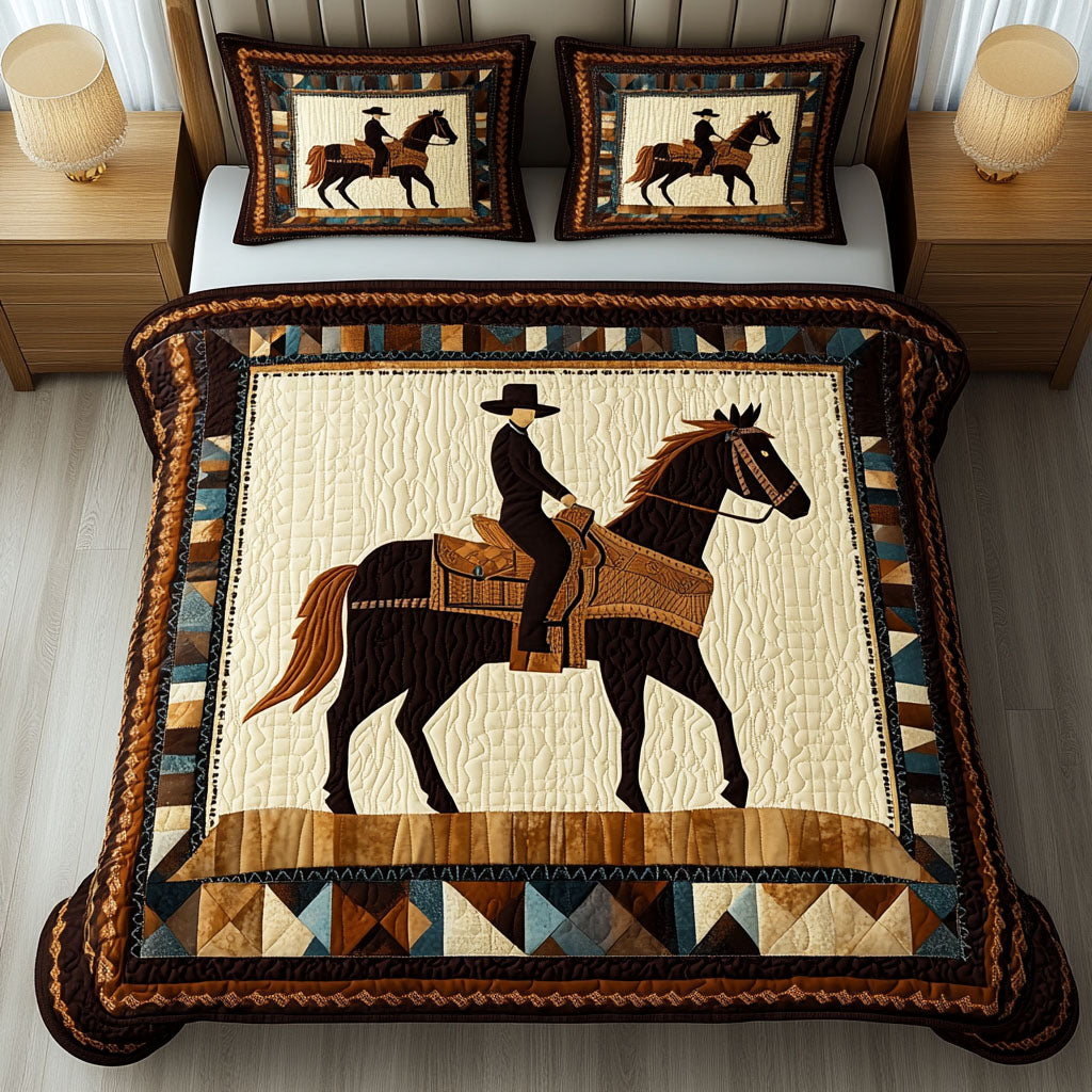 Bronco Heart 3-Piece Quilted Bedding Set NCU0NT2488