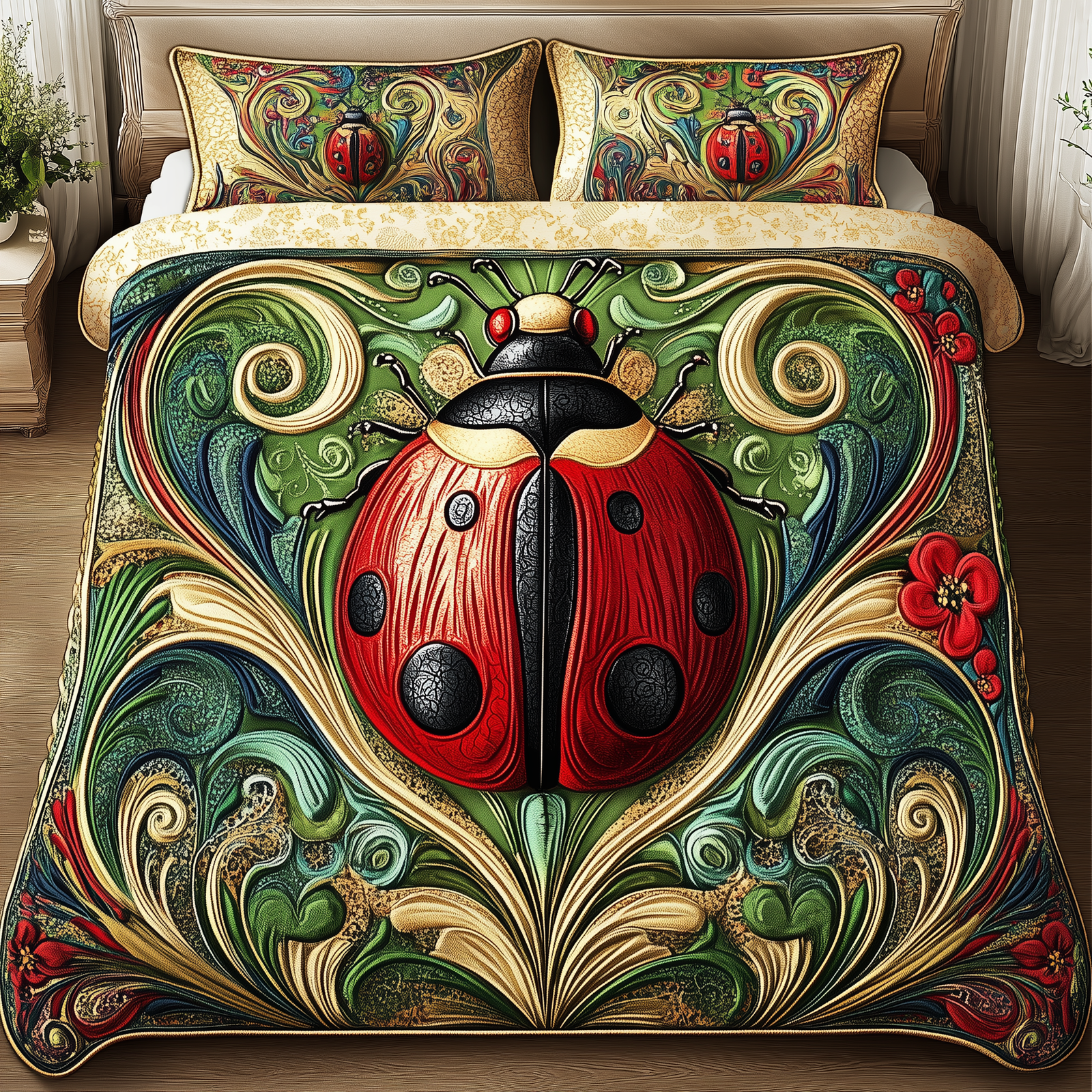 Bug Garden 3-Piece Quilted Bedding Set NCU0VH2031