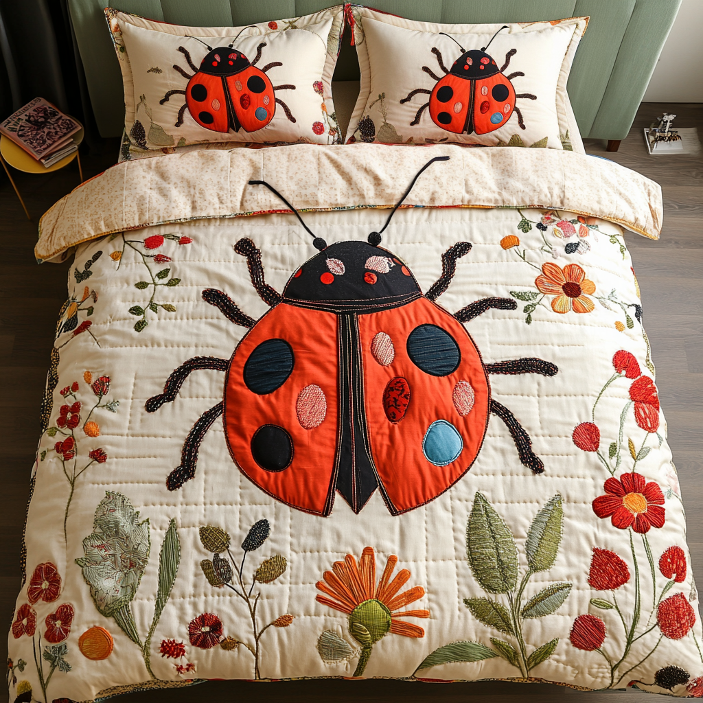 Bug Garden 3-Piece Quilted Bedding Set NCU0VH3143