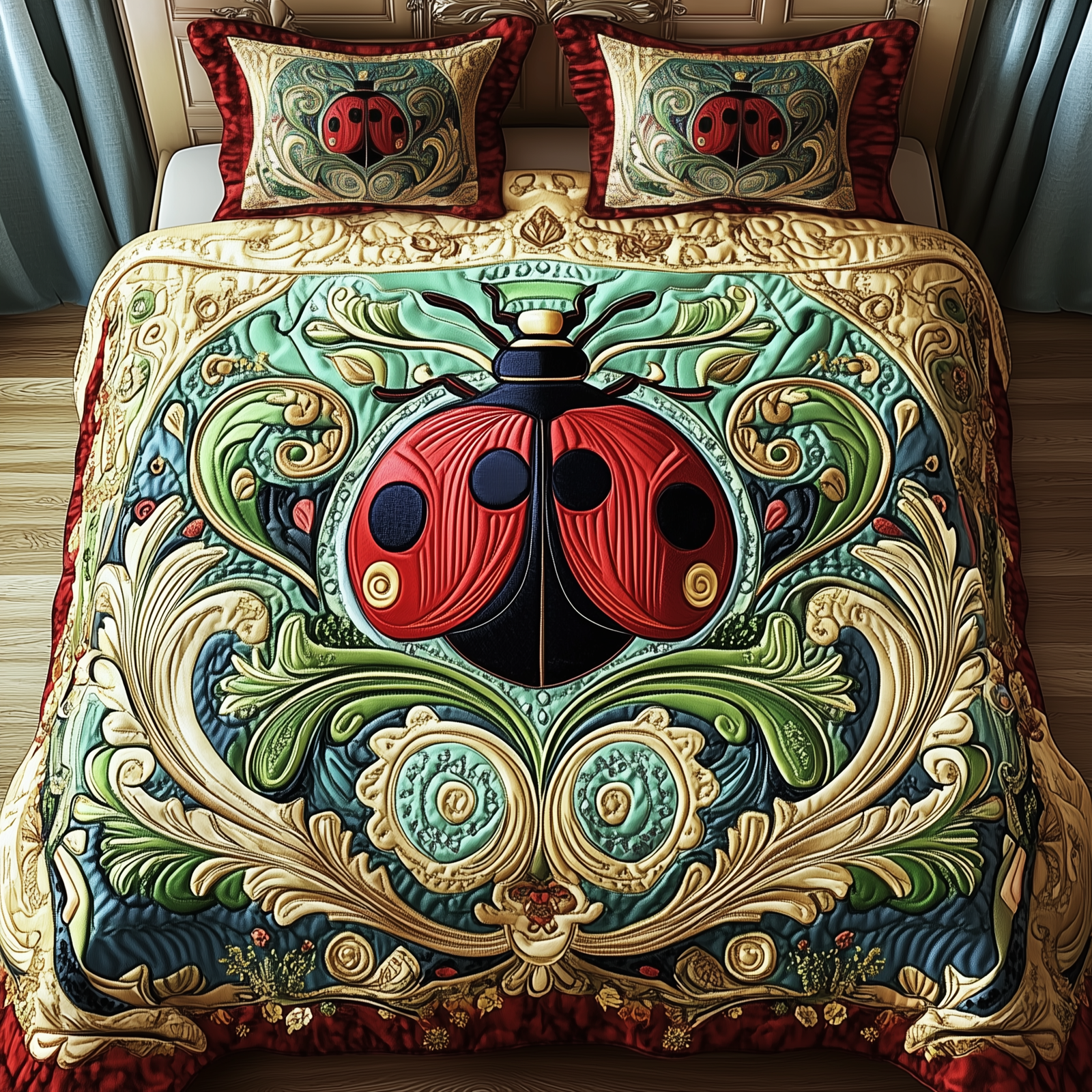 Bug Paradise 3-Piece Quilted Bedding Set NCU0VH2033