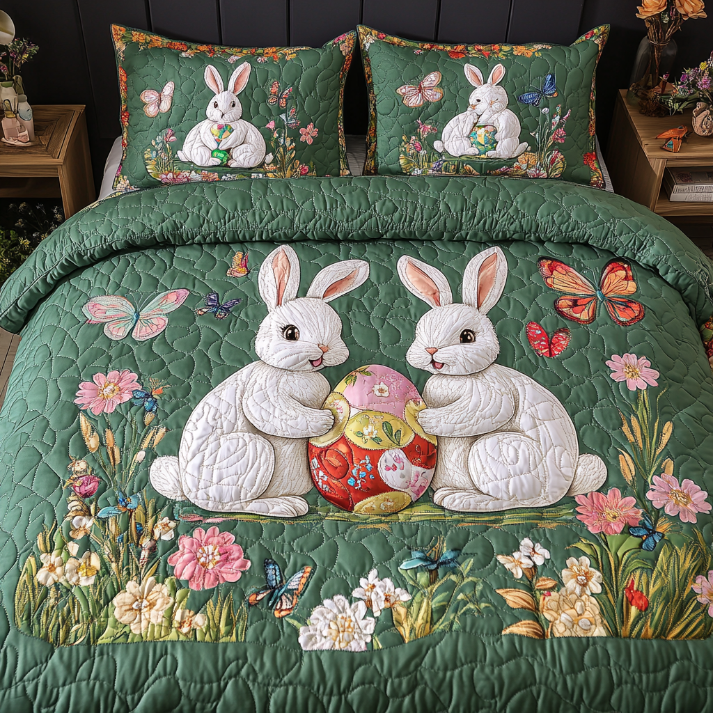 Bunny Bliss 3-Piece Quilted Bedding Set NCU0VH2950