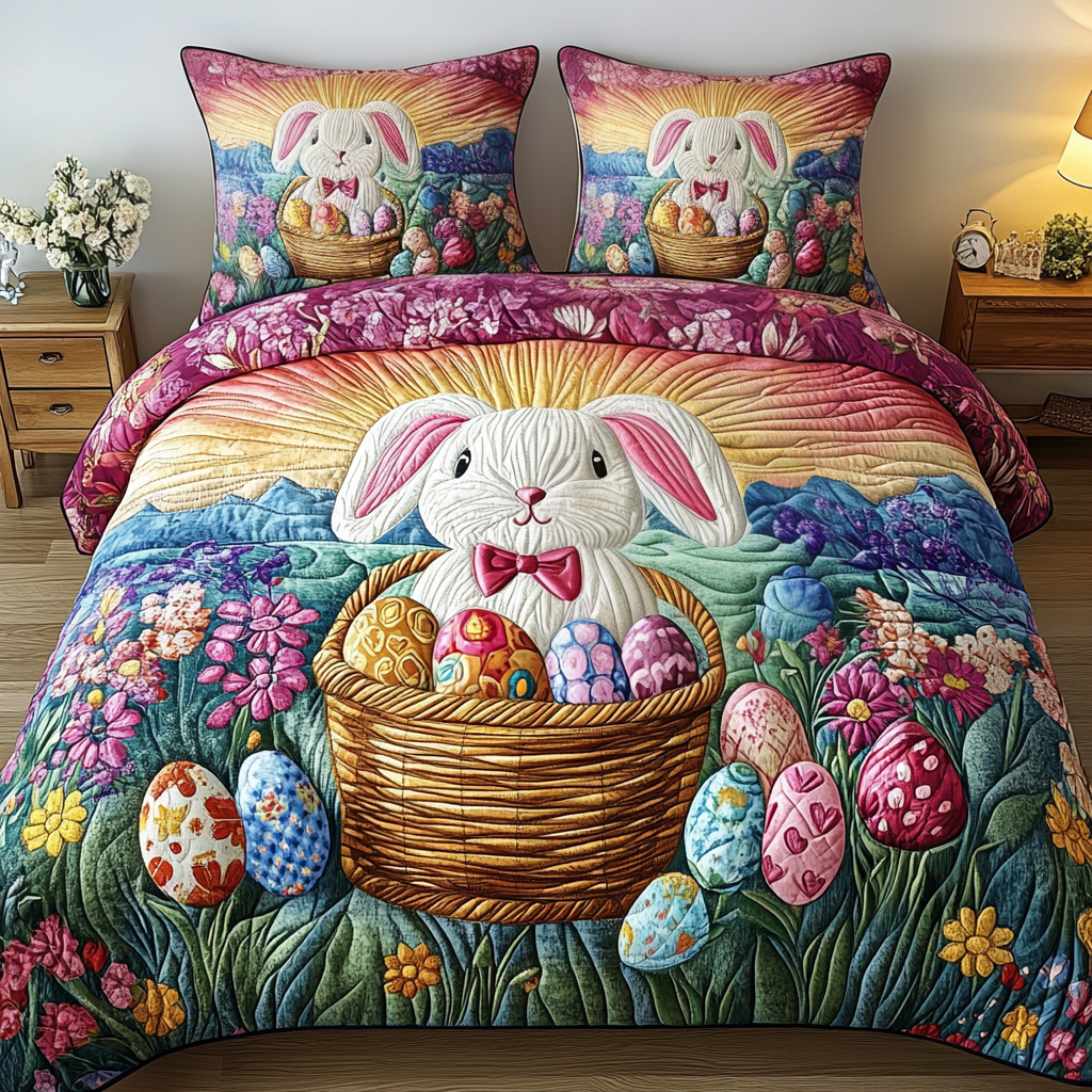 Bunny Hop Comfort 3-Piece Quilted Bedding Set NCU0VL1523