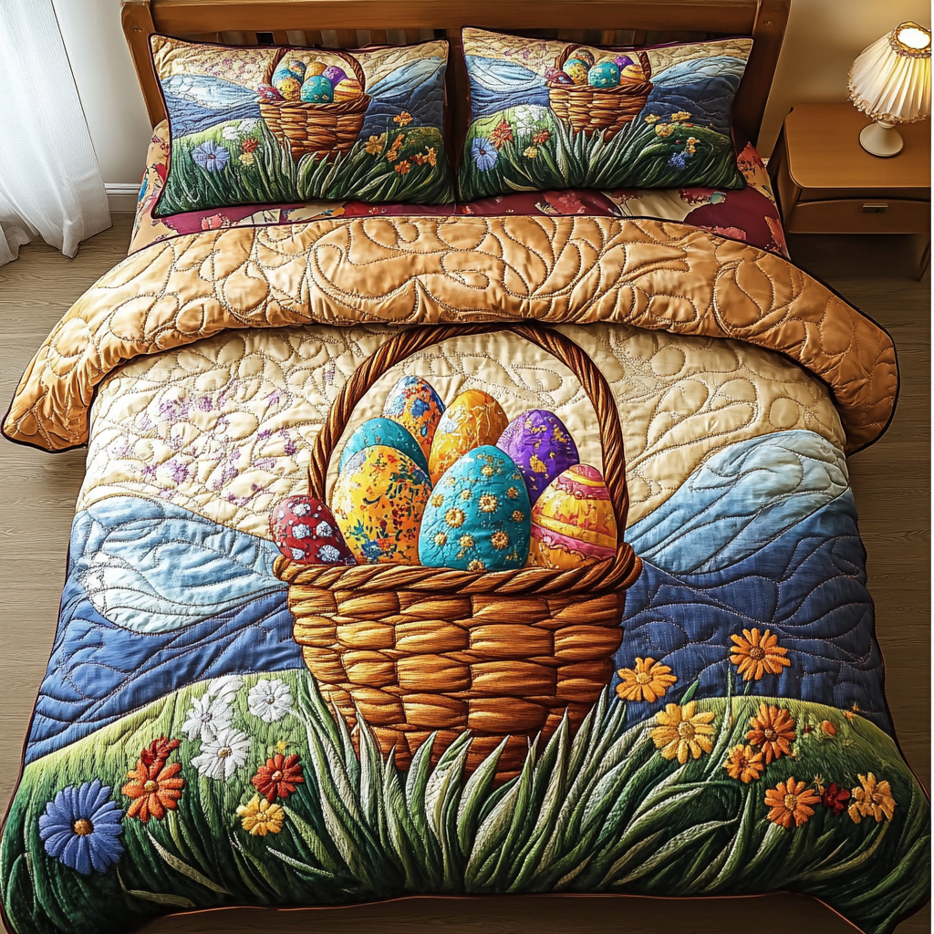 Bunny Treasure 3-Piece Quilted Bedding Set NCU0DK5221