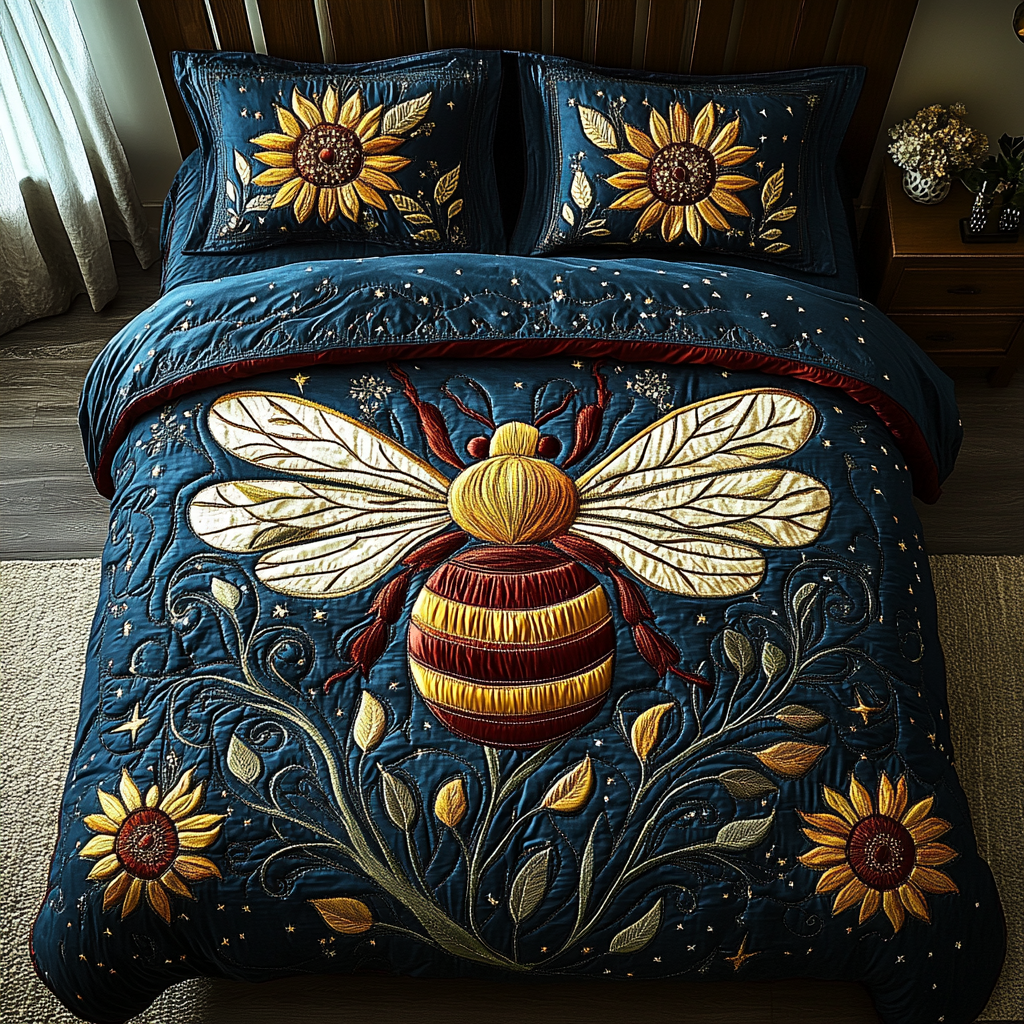 Busy Hive 3-Piece Quilted Bedding Set NCU0DK5009