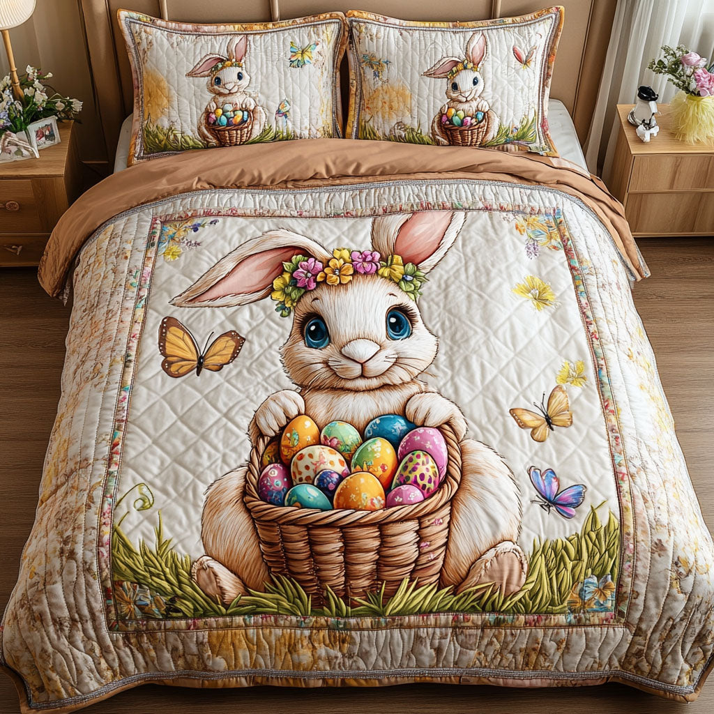 Butterfly Bunny Bliss 3-Piece Quilted Bedding Set NCU0NT2894