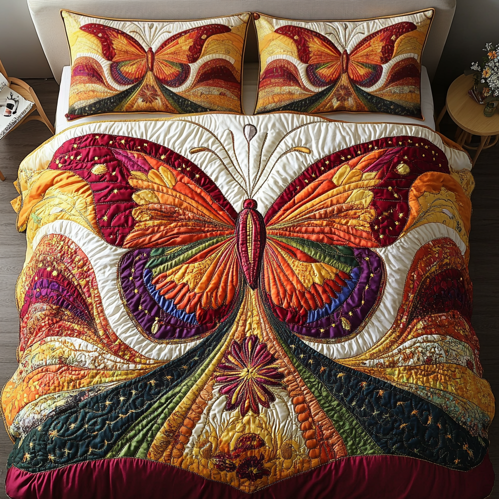 Butterfly Dreams 3-Piece Quilted Bedding Set NCU0VH2841