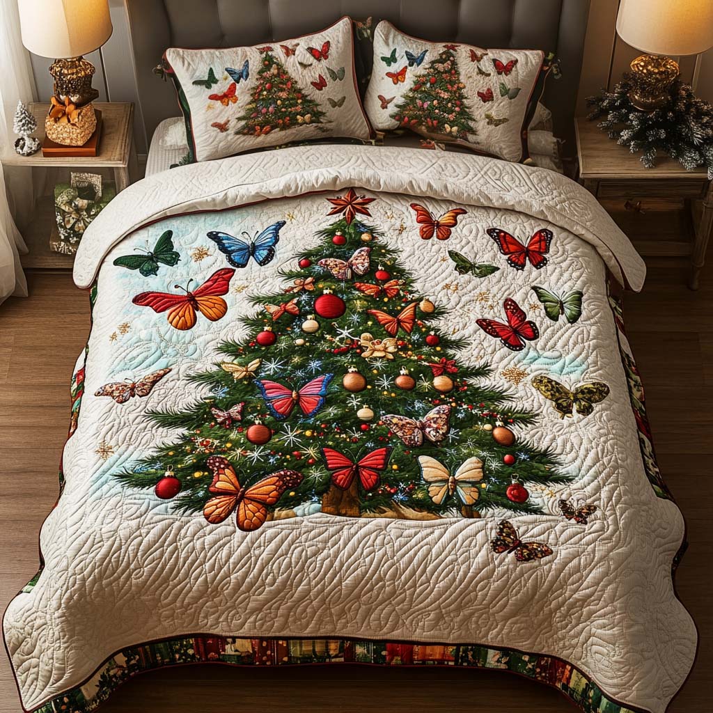 Butterfly Wonderland 3-Piece Quilted Bedding Set NCU0NT2284
