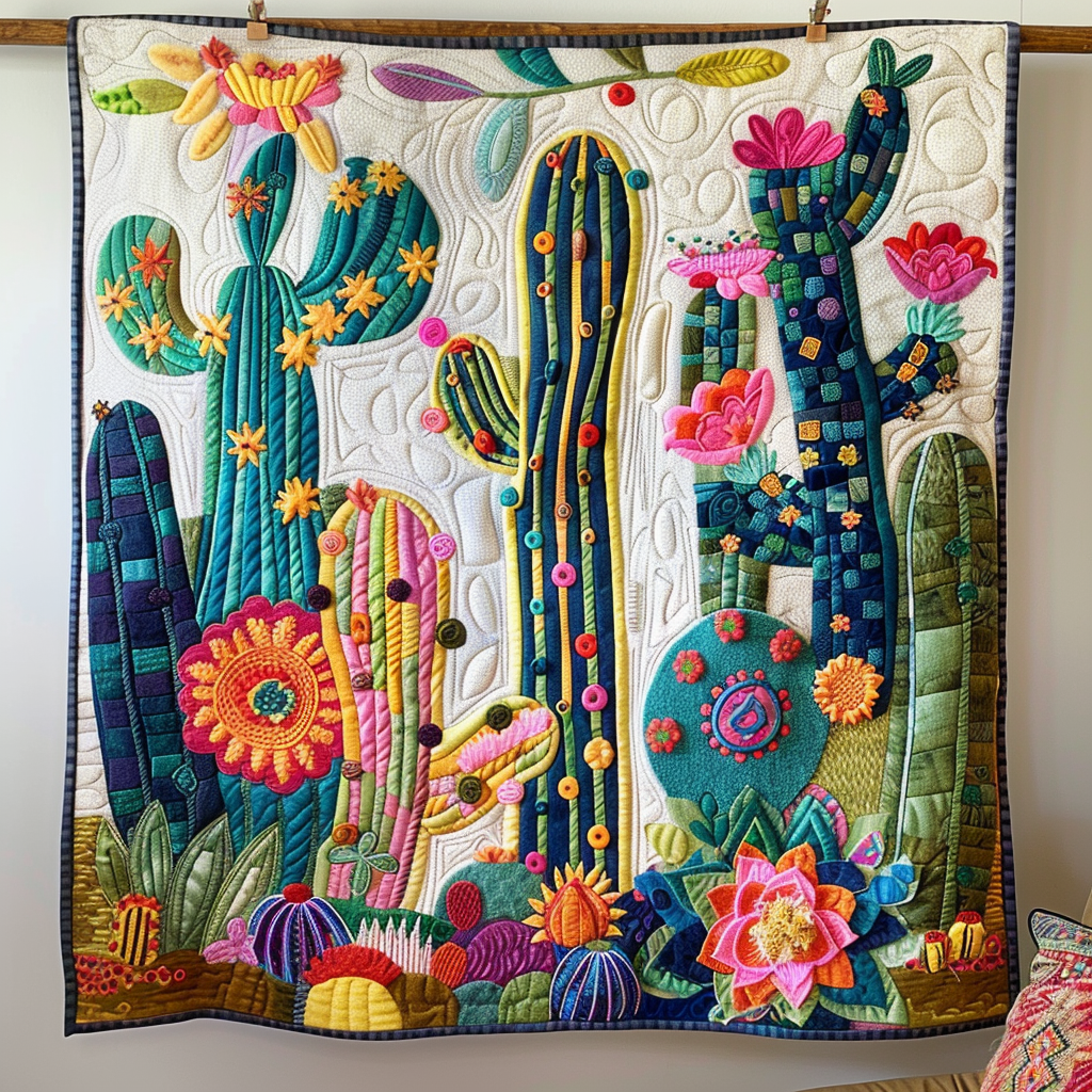 Cacti Serenade Quilted Blanket 05acxn140425
