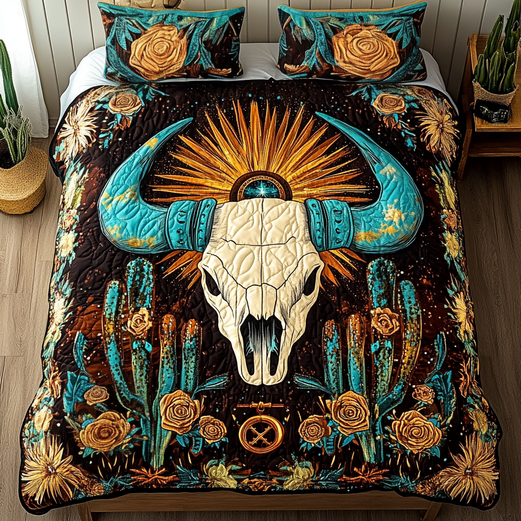 Cactus Dreams 3-Piece Quilted Bedding Set NCU0VH1701