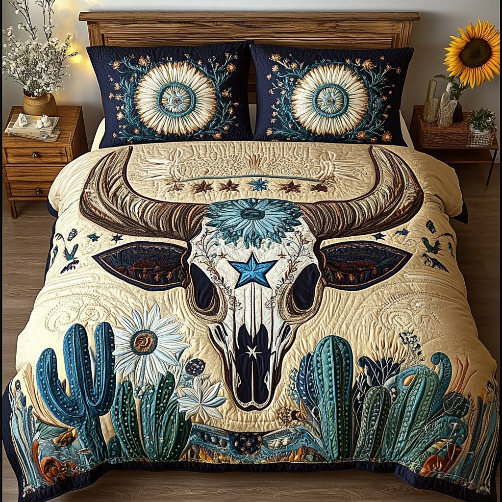 Cactus Love 3-Piece Quilted Bedding Set NCU0VL1611