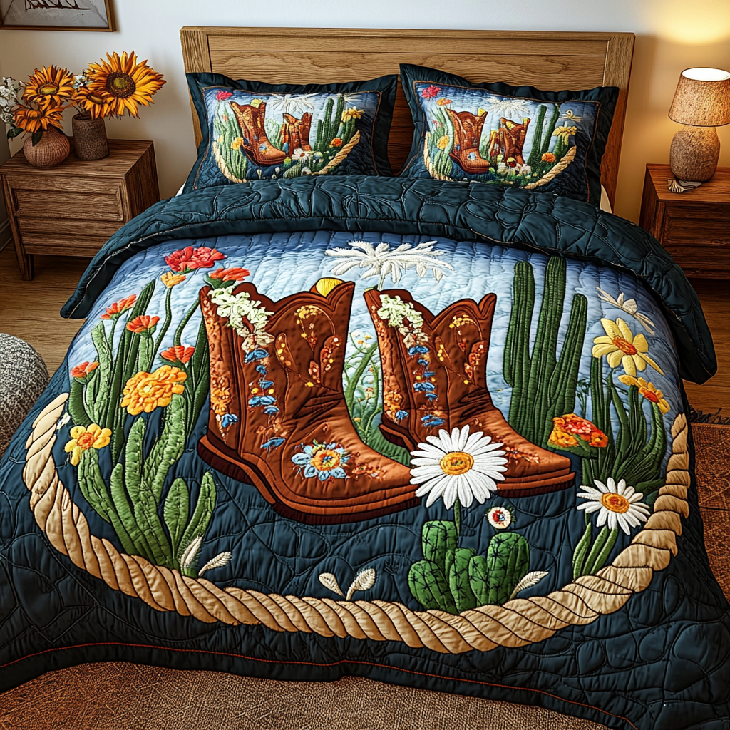 Cactus Rider 3-Piece Quilted Bedding Set NCU0VL1458