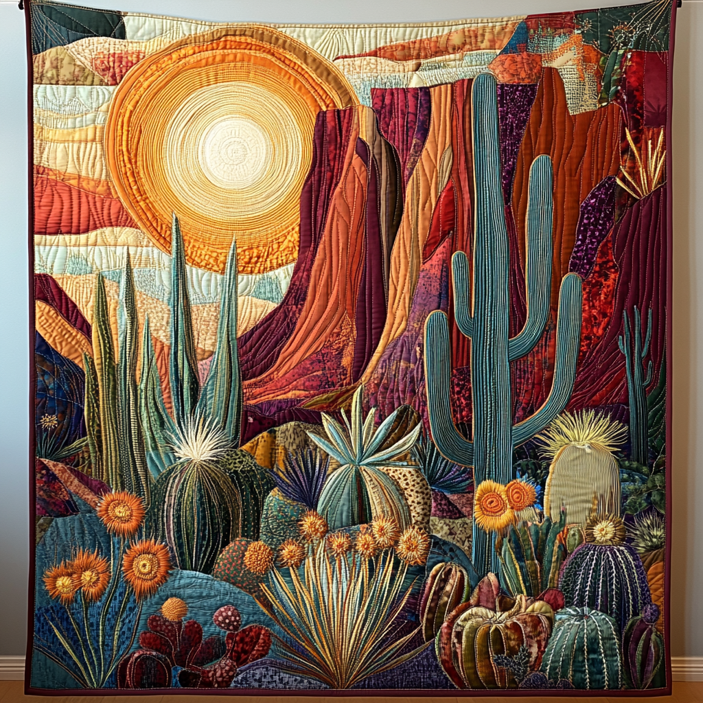Cactus Sunrise Quilted Blanket NCU0DV4158