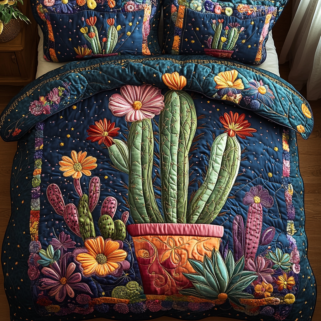 Cactus and Cradle Quilted Bedding Set NCU0DV2522