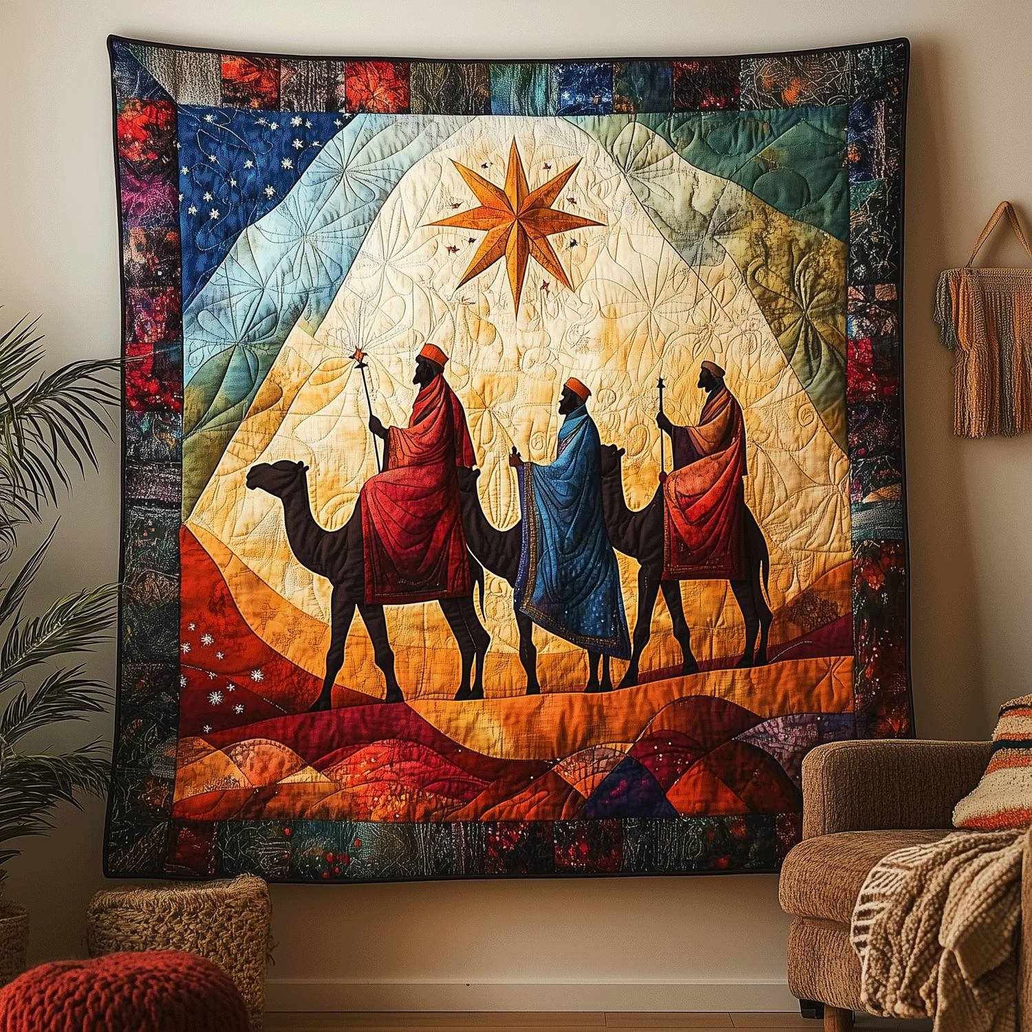 Camel Caravan to Bethlehem Quilted Blanket NCU0TH1988