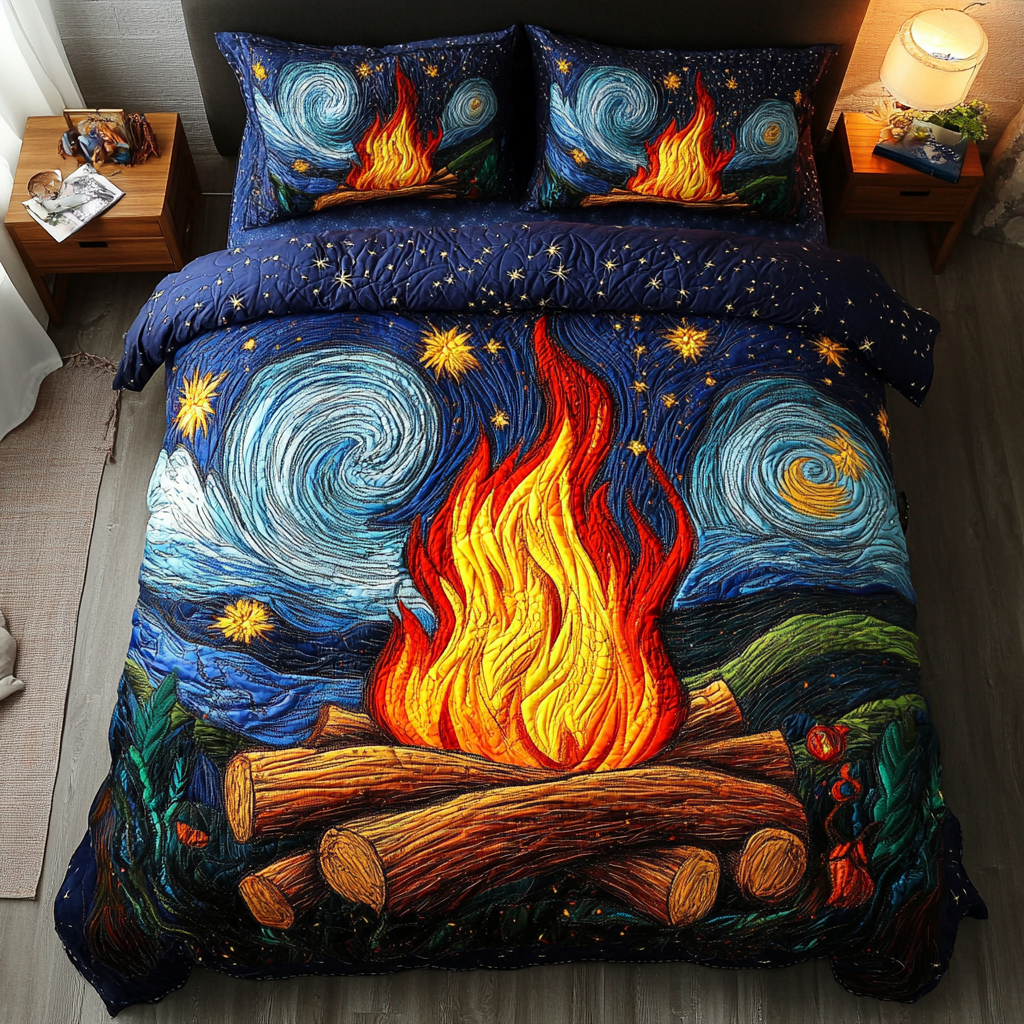 Campfire Bliss 3-Piece Quilted Bedding Set NCU0DK4574
