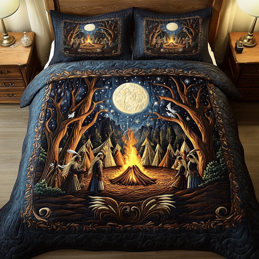 Campfire Spirit 3-Piece Quilted Bedding Set NCU0VH1878