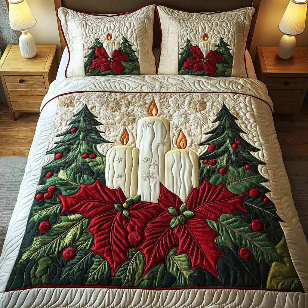 Candlelight Cheer 3-Piece Quilted Bedding Set NCU0VH386