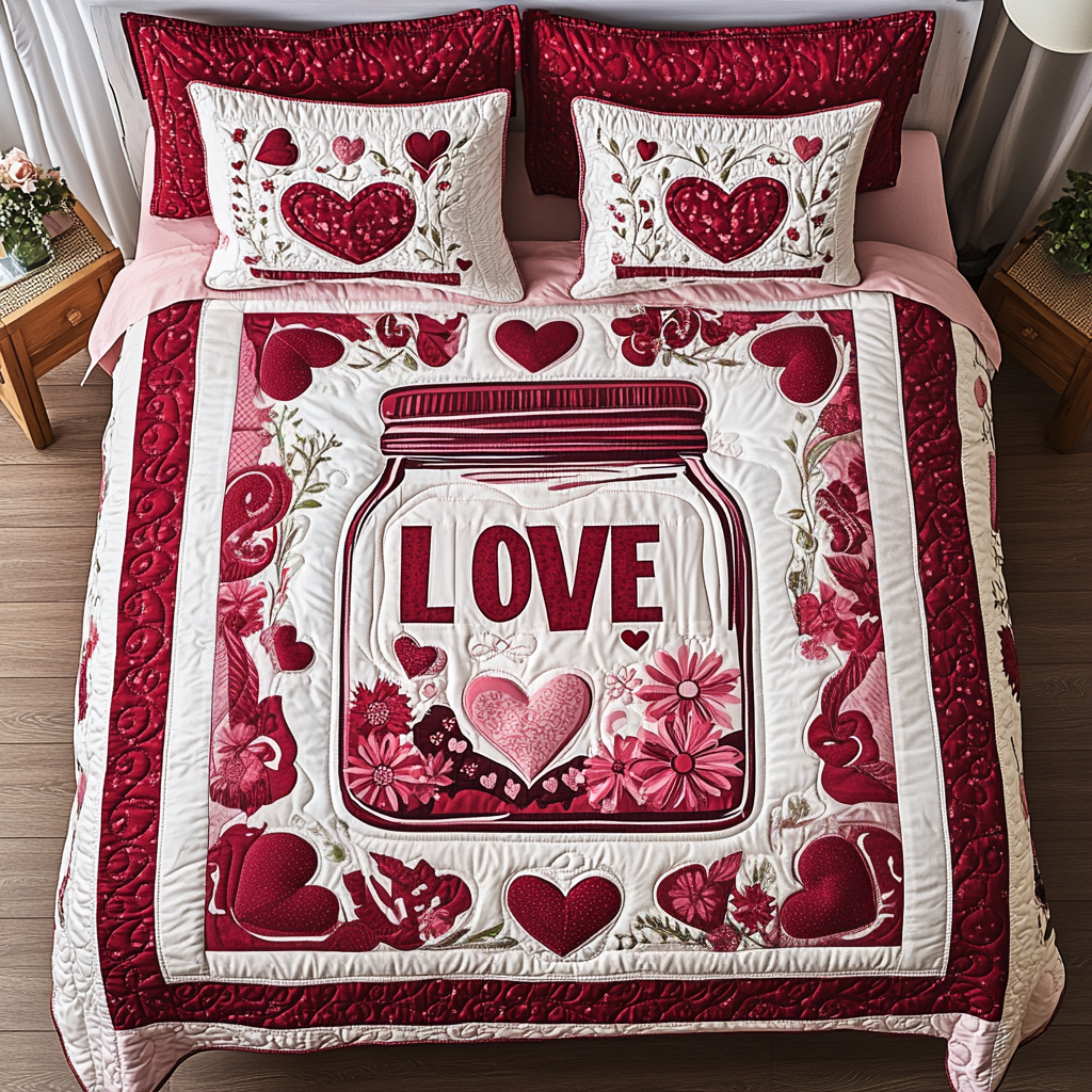 Captured Love 3-Piece Quilted Bedding Set NCU0TL2351