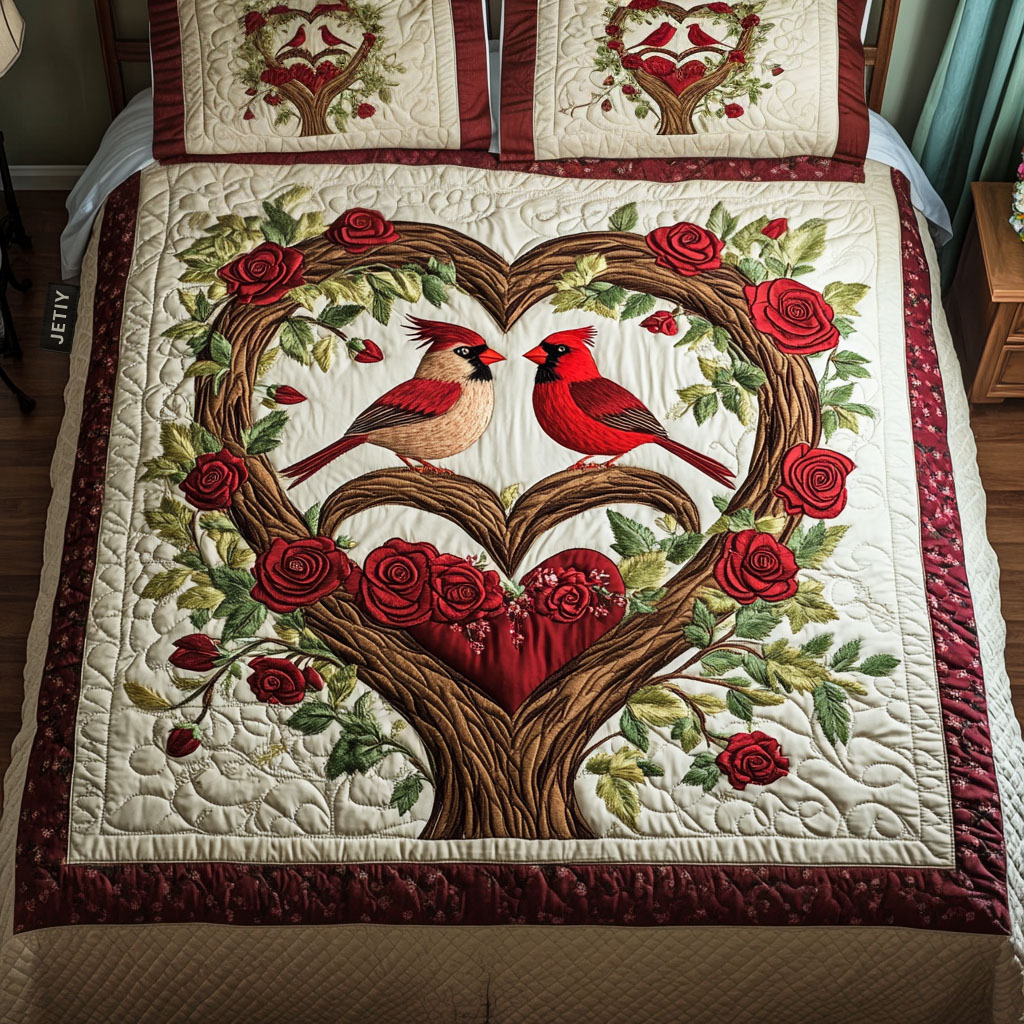 Cardinal Whisper 3-Piece Quilted Bedding Set NCU0NT2731