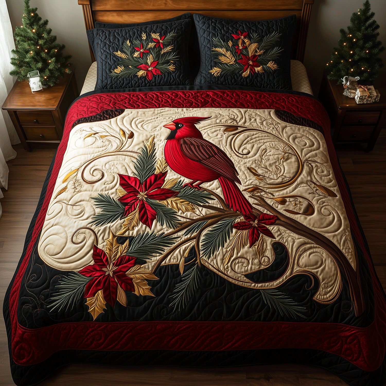Cardinal Companions 3-Piece Quilted Bedding Set NCU0TH2140