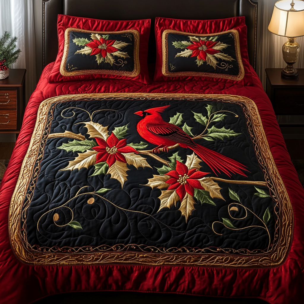 Cardinal Dream 3-Piece Quilted Bedding Set NCU0VH761