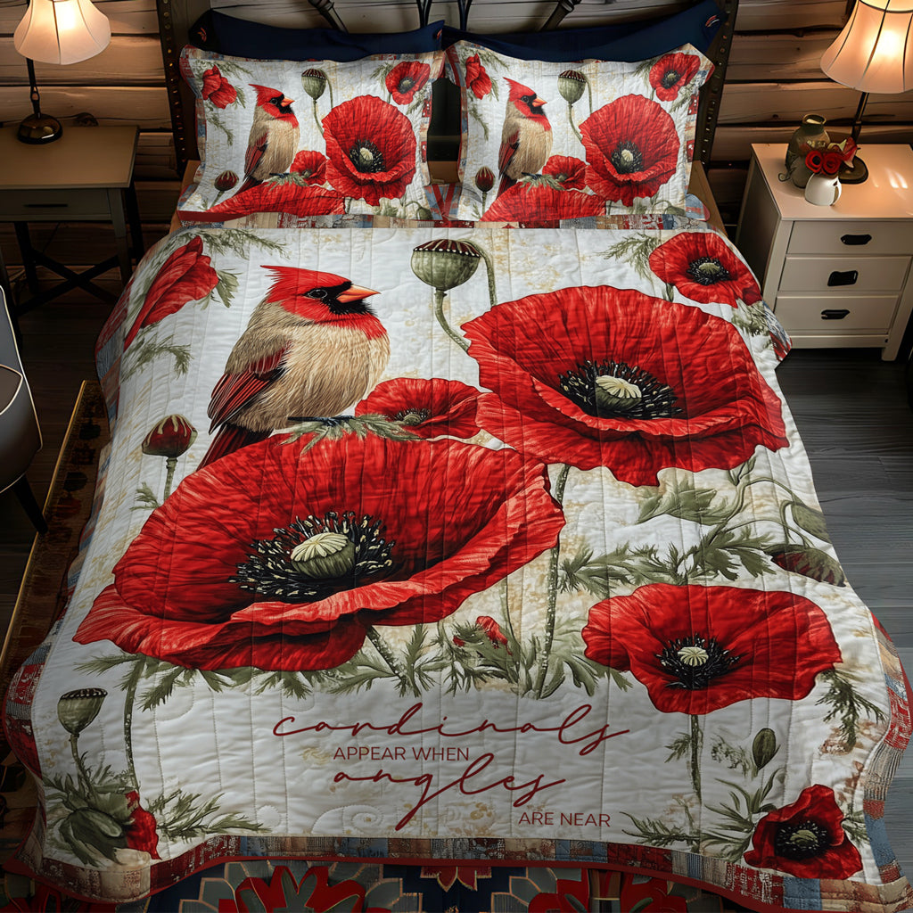 Cardinal Dreams 3-Piece Quilted Bedding Set NCU0TL1487