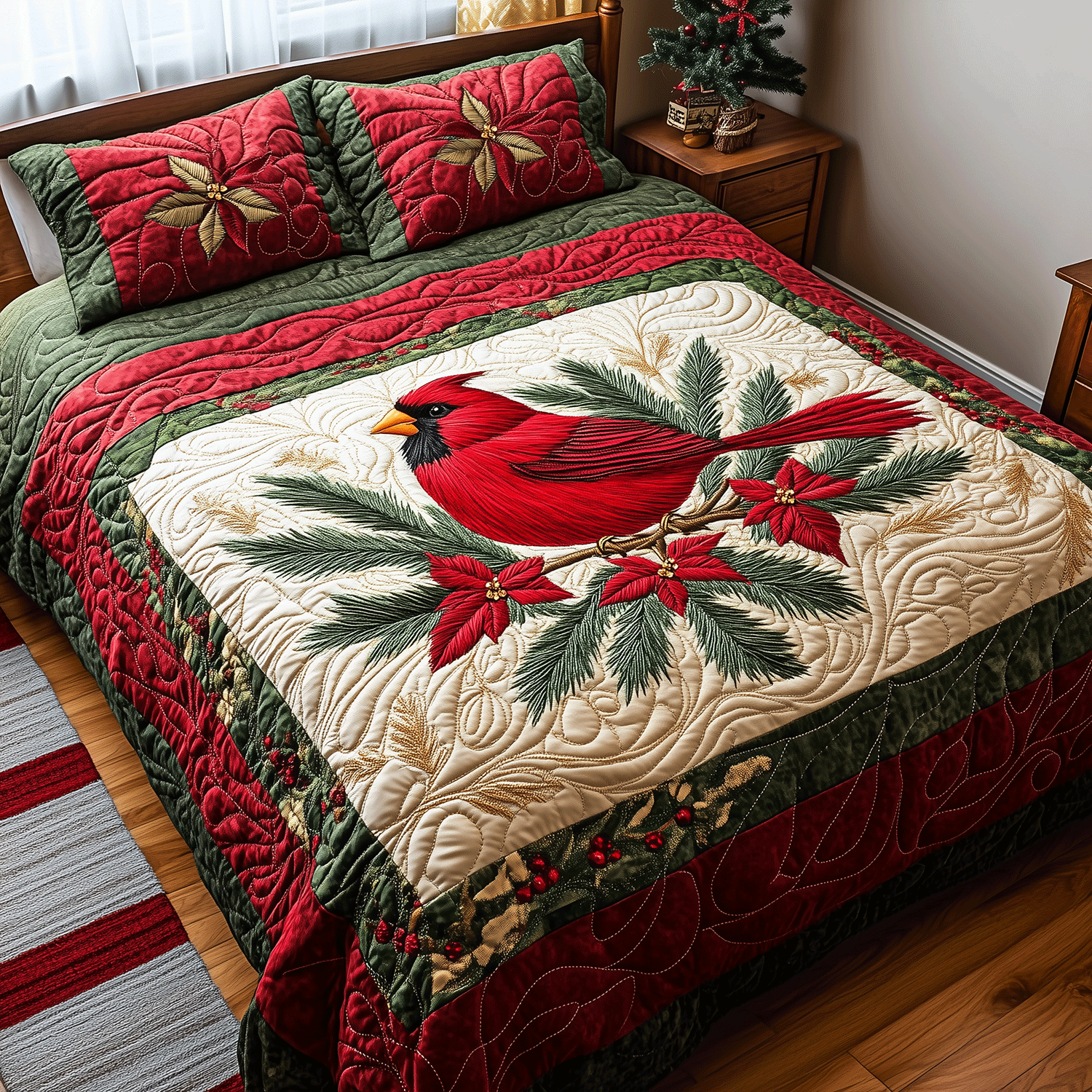 Cardinal Glory 3-Piece Quilted Bedding Set NCU0TH2139