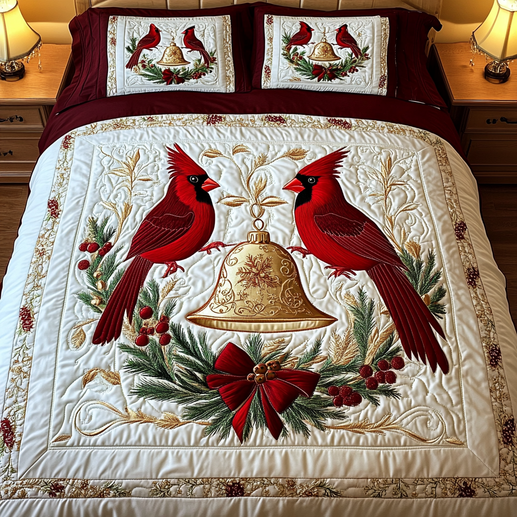 Cardinal Winter Garden Quilted Bedding Set NCU0DV1914