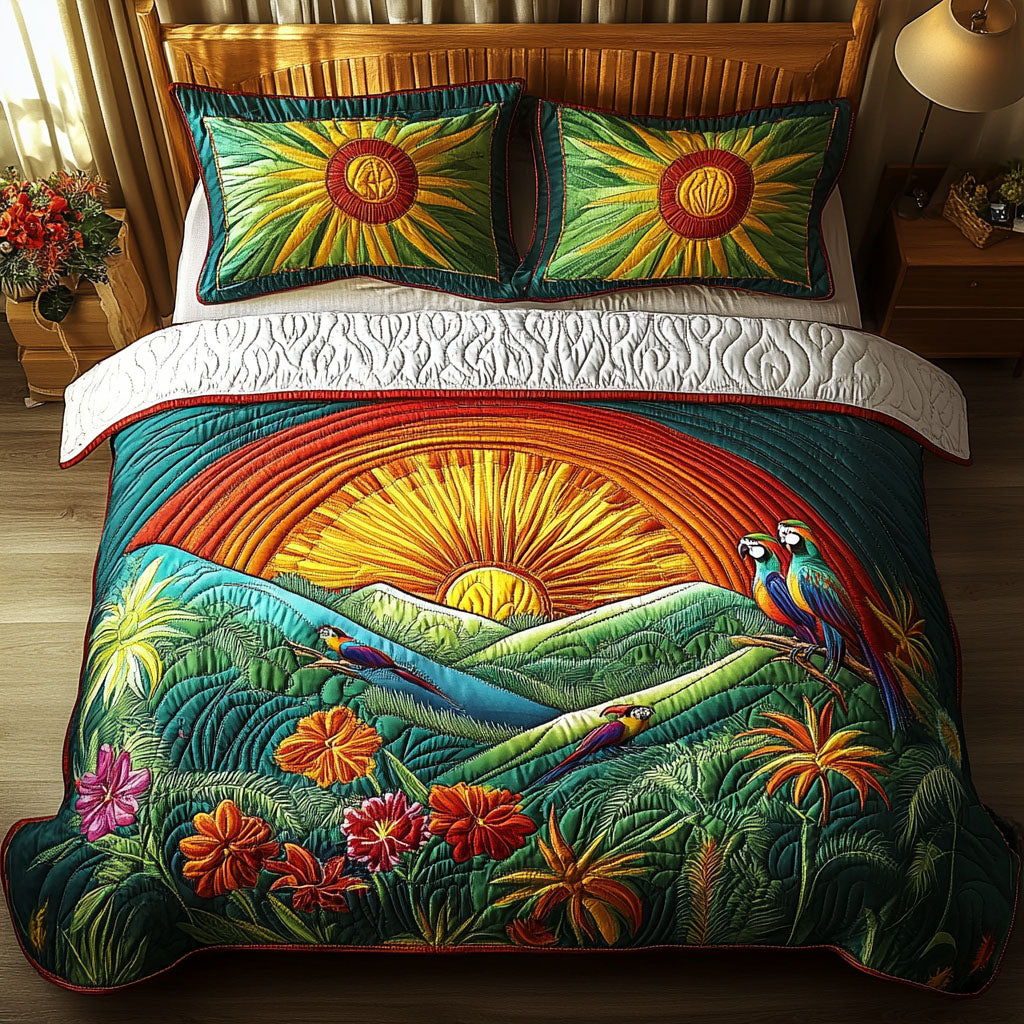 Caribbean Dreamscape 3-Piece Quilted Bedding Set NCU0PT4719