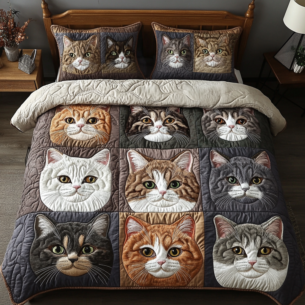 Cat Nap Bliss 3-Piece Quilted Bedding Set NCU0DK3089