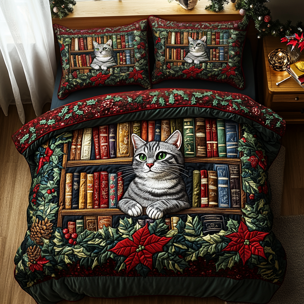 Cat the Storyteller Quilted Bedding Set NCU0DV2077