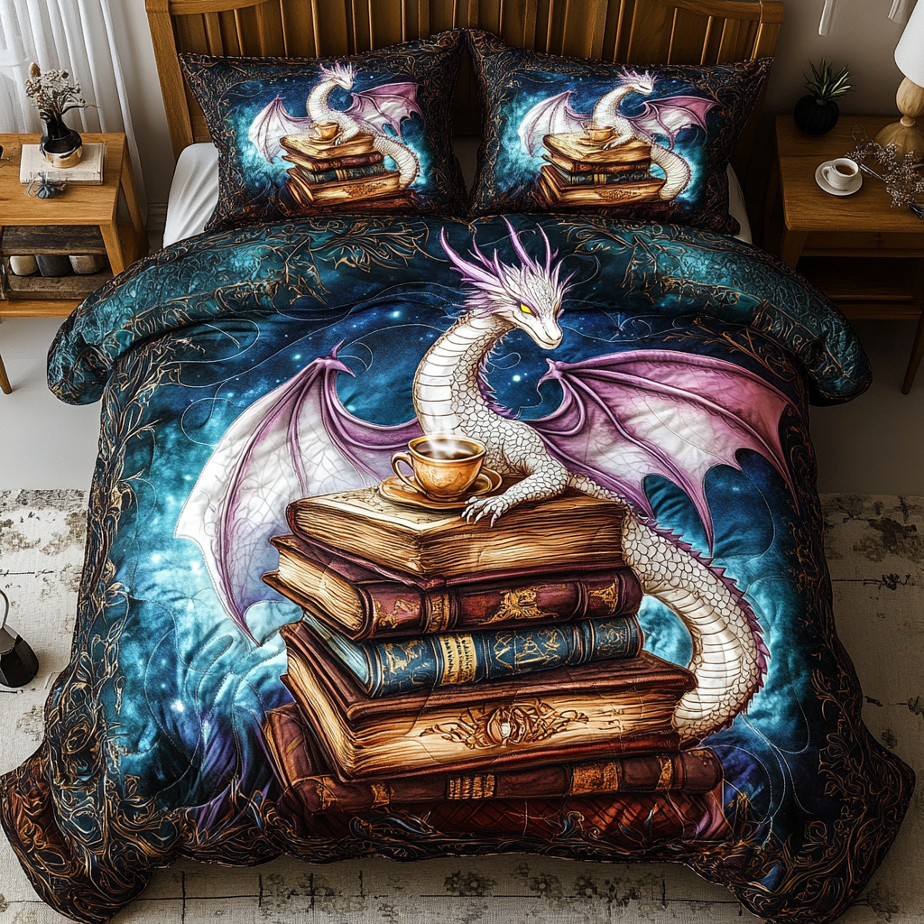 Celestial Book Guardian 3-Piece Quilted Bedding Set NCU0VL1172