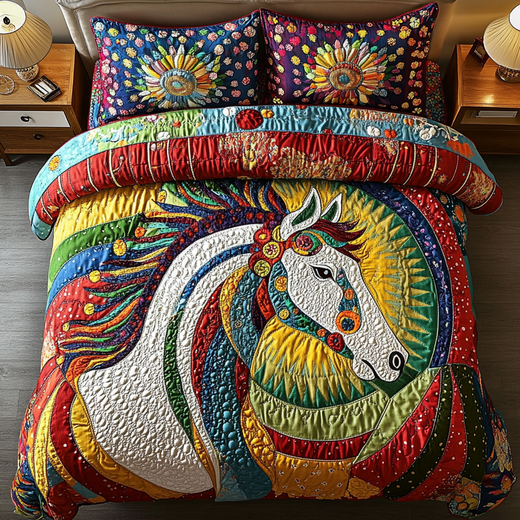 Celestial Hoof 3-Piece Quilted Bedding Set NCU0VH2913