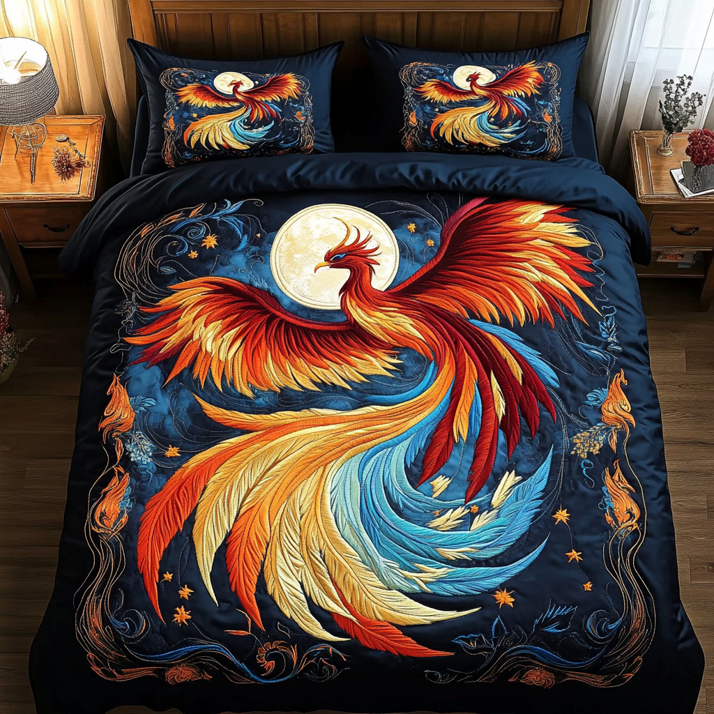 Celestial Phoenix 3-Piece Quilted Bedding Set NCU0VL1535