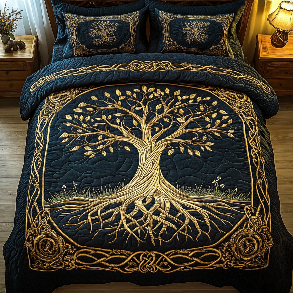 Celestial Roots 3-Piece Quilted Bedding Set NCU0VL874