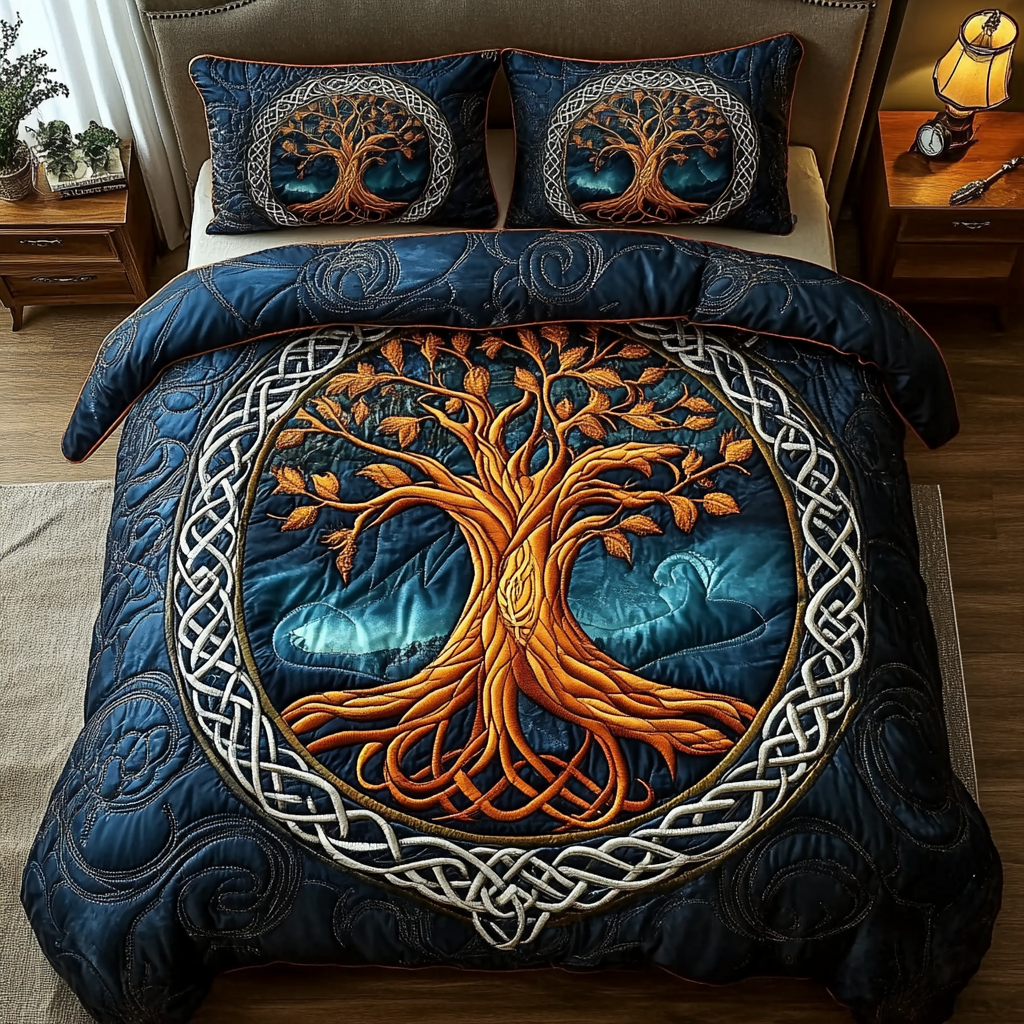 Celestial Tree 3-Piece Quilted Bedding Set NCU0VL851