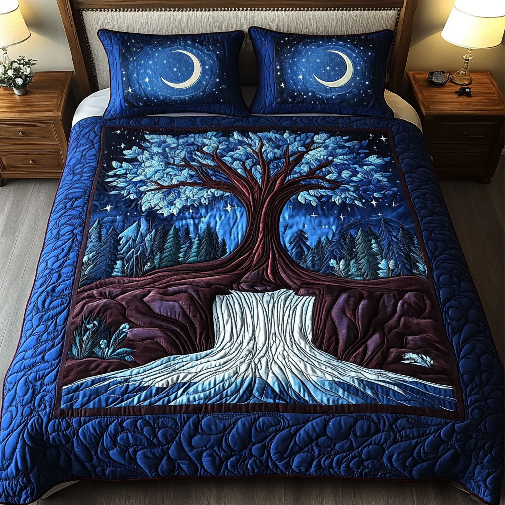 Celestial Waterfall Tree 3-Piece Quilted Bedding Set NCU0NT4040