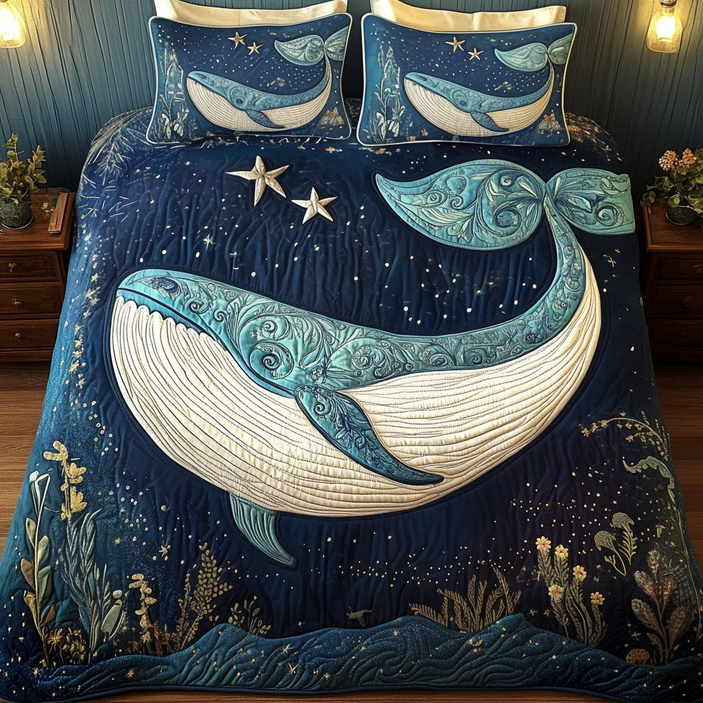 Celestial Whale Dreams 3-Piece Quilted Bedding Set NCU0NT2861
