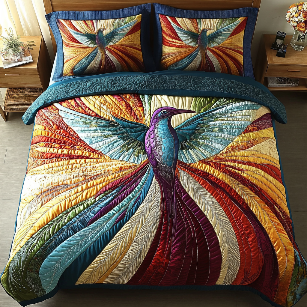 Celestial Hummingbird Wings -Piece Quilted Bedding Set 09acxa100425