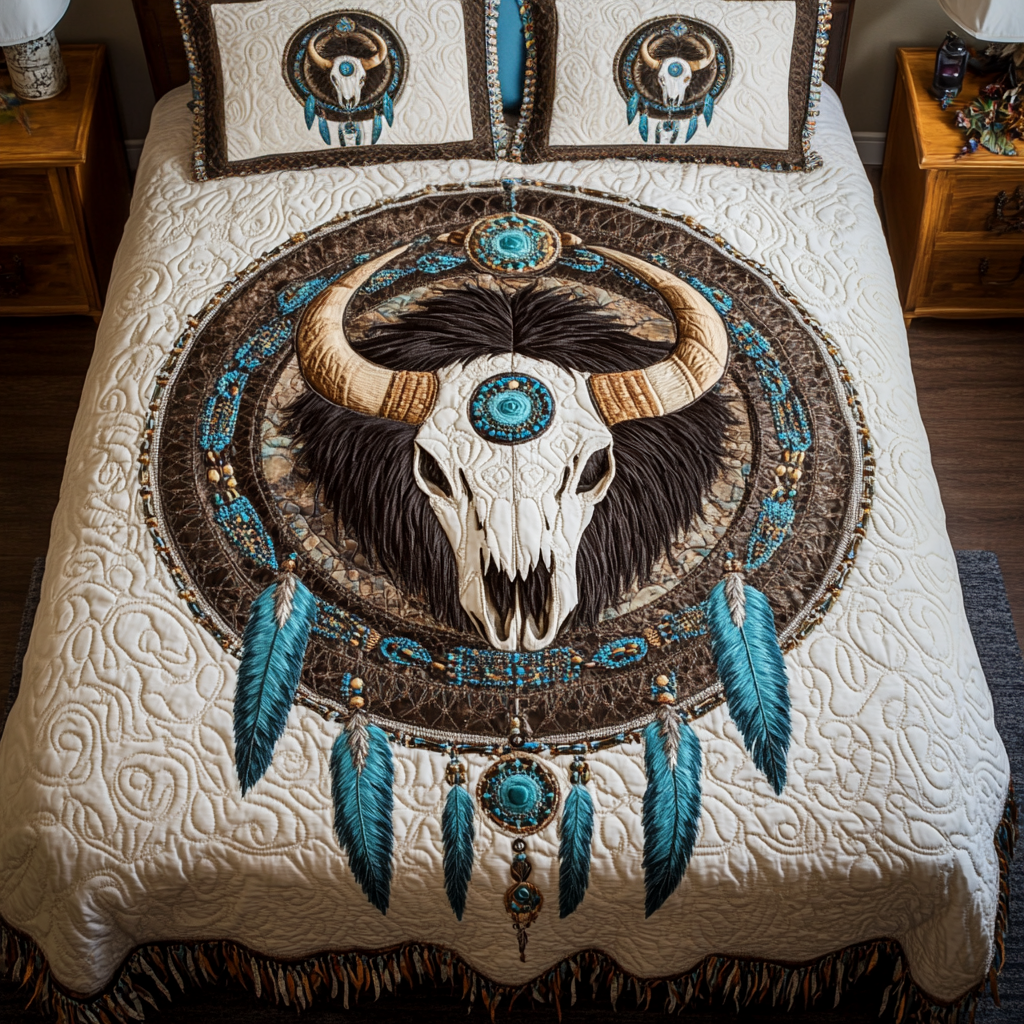 Ceremonial Rest 3-Piece Quilted Bedding Set NCU0VH1339