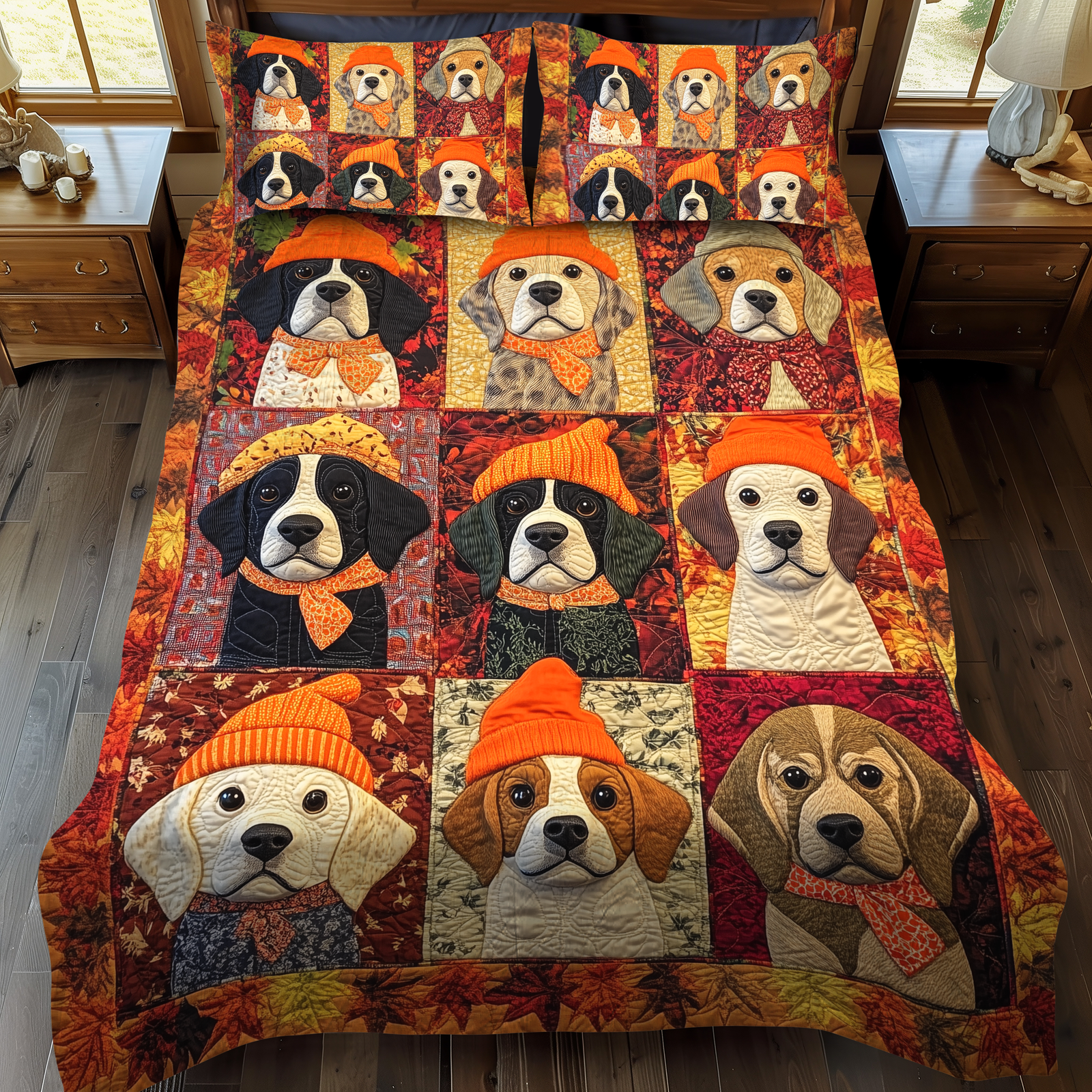 Charming Beagle 3-Piece Quilted Bedding Set NCU0VL422