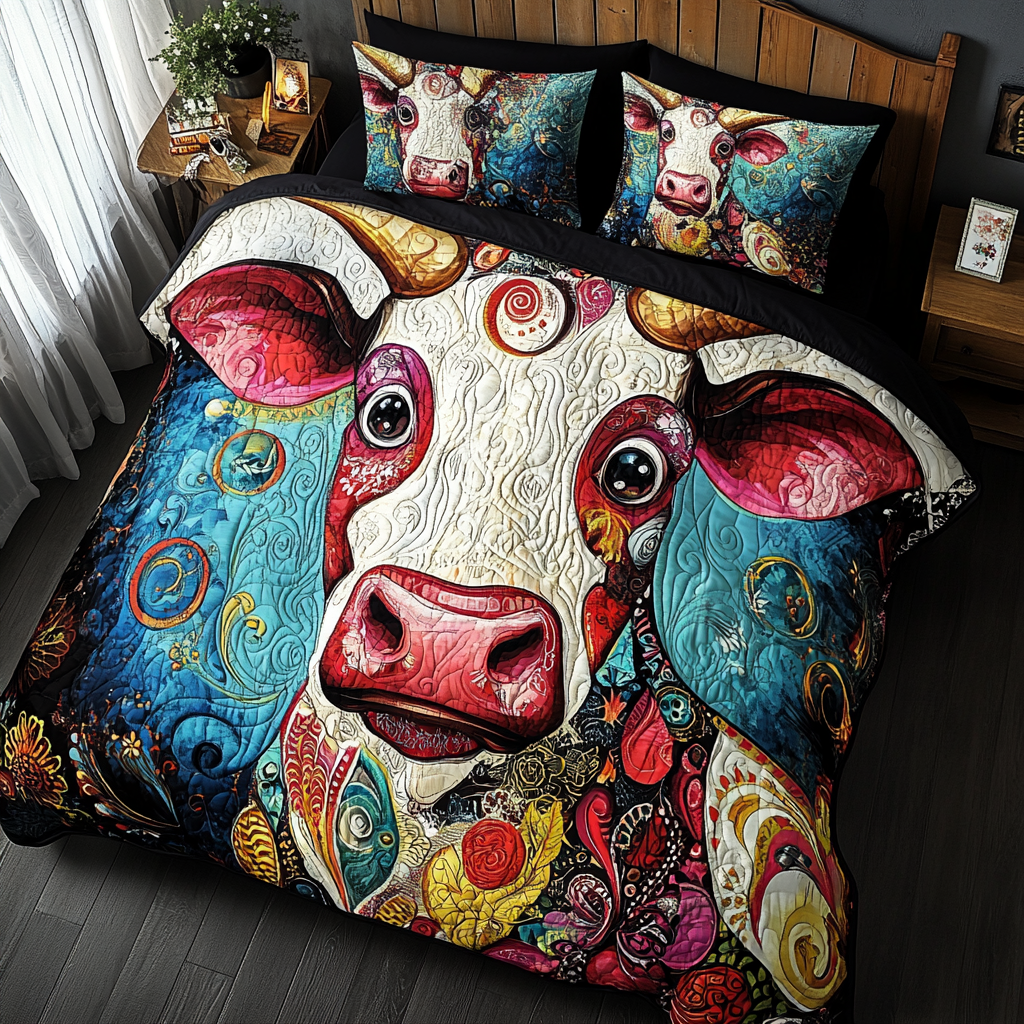 Charming Cow 3-Piece Quilted Bedding Set NCU0TL2378