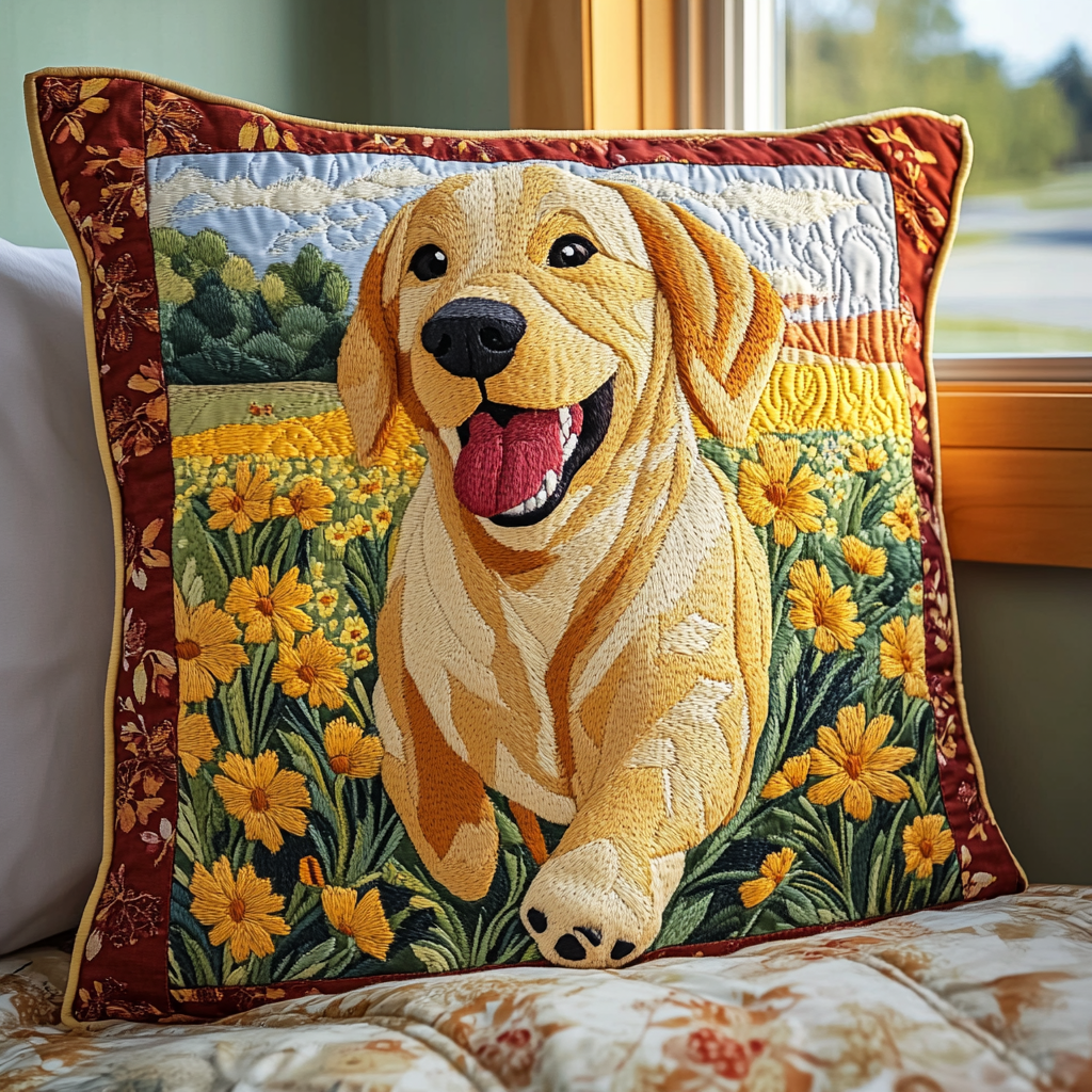 Charming Smiling Labrador Quilted Pillow Case NCU0PD725