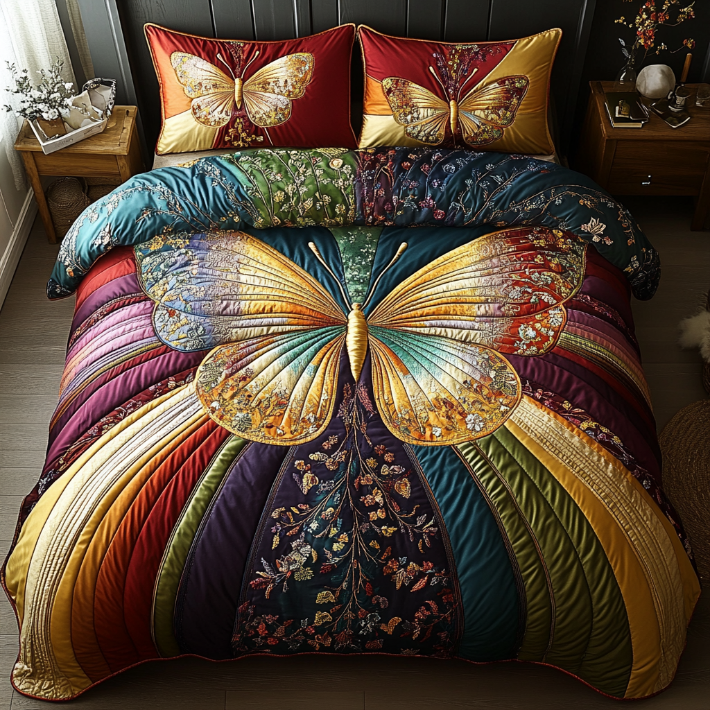 Chasing Butterflies Quilted Bedding Set NCU0DV3193