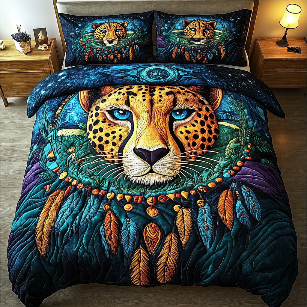 Cheetah Sprint 3-Piece Quilted Bedding Set NCU0DK4061