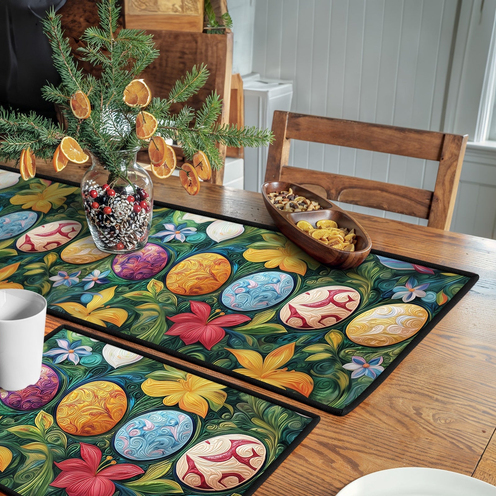 Cherished Easter Blooms Quilted Table Runner and Quilted Place Mat Set NCU0PT4686