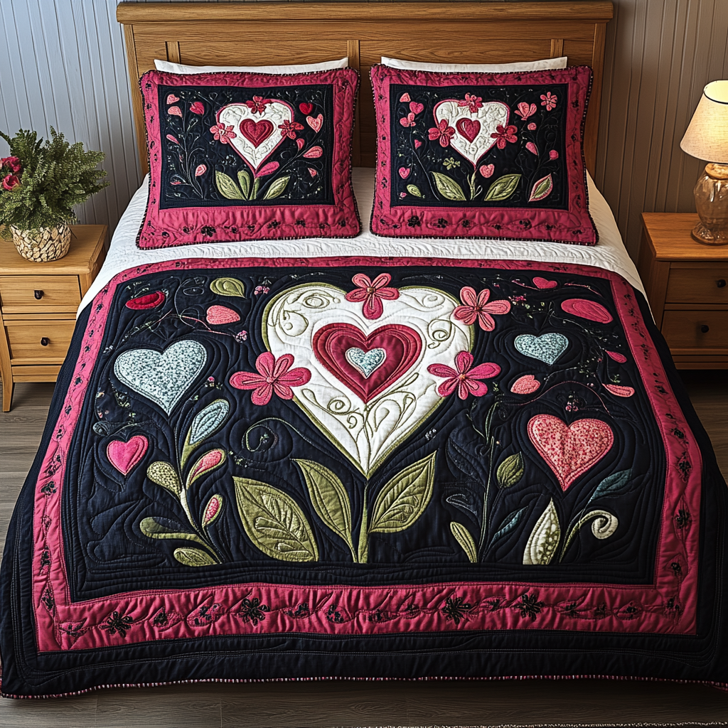 Cherished Jar 3-Piece Quilted Bedding Set NCU0TL2352