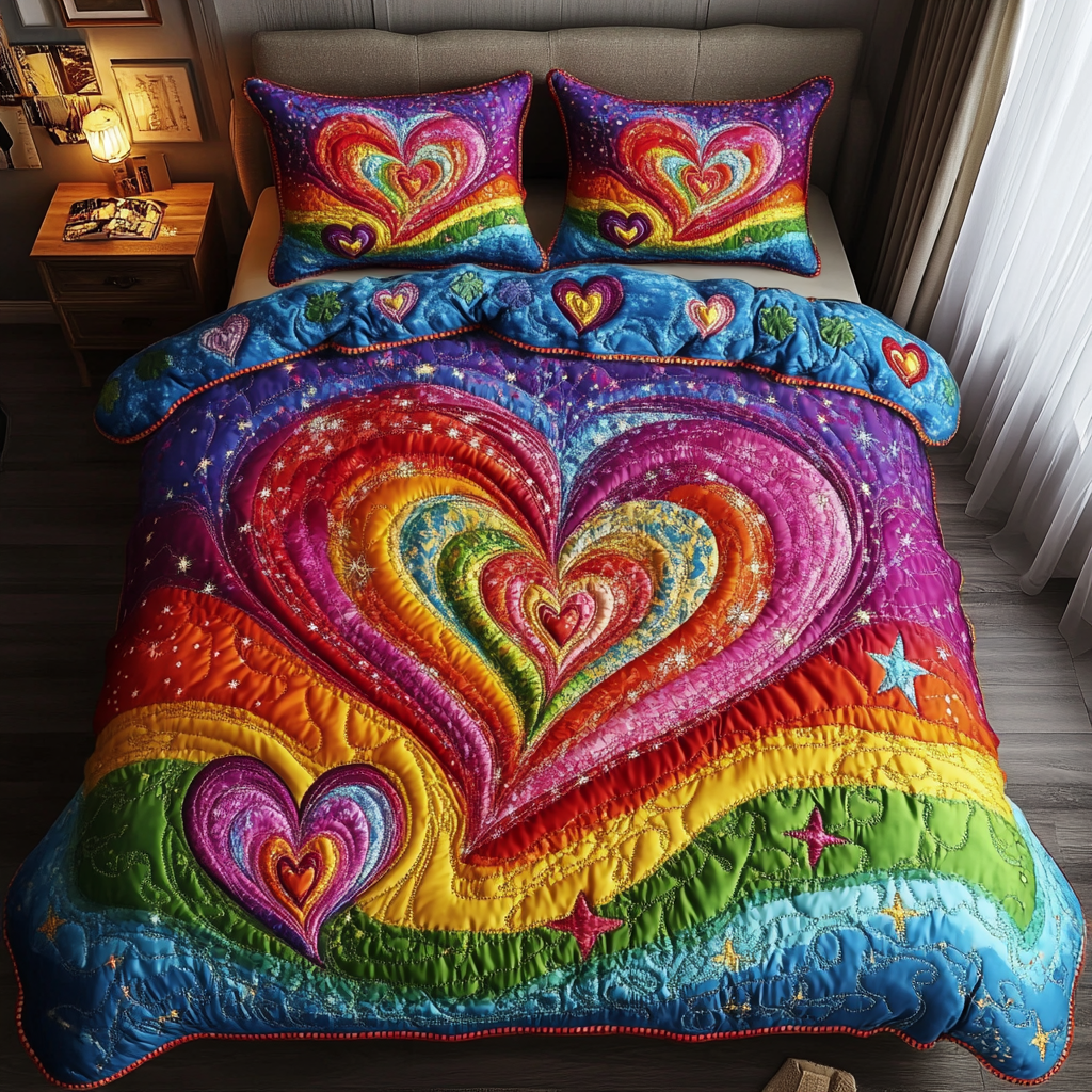 Cherished Love 3-Piece Quilted Bedding Set NCU0DK4285